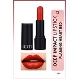 Deep Impact Lipstick Kremsi Dokulu Yarı Parlak Ruj 12 Flaming Heart Red - Kırmızı