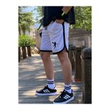 Deep sense Erkek Beyaz Basketbol Futbol Çizgili Şort Fitness Spor Egzersizi Koşu