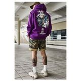 Deep sense Erkek Kışlık Mor Kapüşonlu Sweatshirt Sırt Baskılı Snake