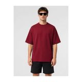 Deep sense Oversize Basic T-Shirt Erkek Bordo Pamuklu Rahat Kesim Günlük Tişört