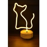 Deep Teknoloji Dokunmatik Parlaklığı Ayarlanabilir Kedi Neon Led Işıklı Gece Lambası Işıklı Dekoratif Aydınlatma