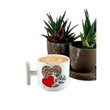 DeepCraft Best Quality 'Leopar Kalp' T Kulplu Kupa Yılbaşı,Sevgililer Günü, Hediyelik Kupa 185ML