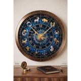 DeepCraft Best Quality Premium Burçlar Duvar Saati, Pleksi Dekoratif Astroloji ve Zodyak Tasarımlı, Sessiz Mekanizmalı