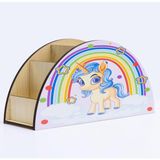 Deepcraft Çocuk Ahşap Masa Düzenleyici Organizer Masa Üstü Kalemlik & Organizer-Babyunicorn - Çok Renkli