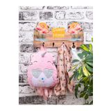 Deepcraft Çocuk Odası Duvar Askılığı 4 Askılı Montessori Doğal Ahşap Uv Baskılı Sweethome