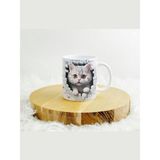 Deepcraft Eğlenceli Kedi Kupa Yılbaşı,sevgililer Günü, Hediyelik Kupa 300ML - Beyaz