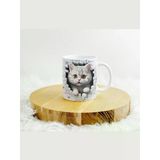 DeepCraft Eğlenceli Kedi Kupa Yılbaşı,Sevgililer Günü, Hediyelik Kupa 300ML
