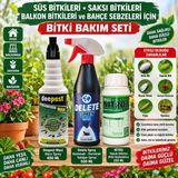 Deepest Süs Bitkileri Saksı ve Balkon Bitkileri Sebzeler Için Böceklenme Giderici+Güçlendirici Kokusuz Set/maxi 400ML/DELETE 500ML/NİTRO Yaprak Gübresi 250ML