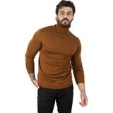 Deepsea 2002292 Standart Fit Balıkçı Yaka Düz Kahverengi Erkek Kazak