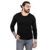 Deepsea 2300423 Siyah Uzun Kollu Sıfır Yaka Erkek Sweat