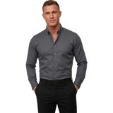 Deepsea Antrasit Slim Fit Likralı Kolay Ütülenebilir Gizli Düğmeli Erkek Gömlek 2602614 - XL
