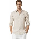 Deepsea Bej Slim Fit Çizgili %100 Pamuk Erkek Gömlek – Nefes Alan Şık Günlük Gömlek 2602626