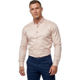 Deepsea Bej Slim Fit Likralı Kolay Ütülenebilir Gizli Düğmeli Erkek Gömlek 2602614