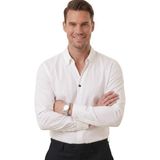 Deepsea Beyaz Slim Fit Kolay Ütülenebilir Açık Dik Yaka Likralı Erkek Gömlek 2602615 - XL