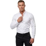 Deepsea Beyaz Slim Fit Likralı Kolay Ütülenebilir Gizli Düğmeli Erkek Gömlek 2602614