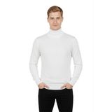 DeepSEA Beyaz Slim Fit Tam Boğazlı Balıkçı Yaka Erkek Triko Kazak - Şık & Modern 2505495 - XL