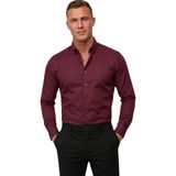 DeepSEA Bordo Slim Fit Likralı Kolay Ütülenebilir Gizli Düğmeli Erkek Gömlek 2602614