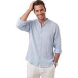 Deepsea Buz Mavisi %97 Pamuk Müslin Kumaş Nefes Alabilir Yazlık Hakim Yaka Rahat Kesim Erkek Gömlek 2602620 - 2XL