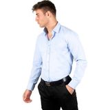 Deepsea Dik Yaka Slim Fit Kesim Pamuk Saten Erkek Gömlek 2209615 - Bebe Mavisi
