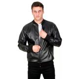 Deepsea Dikiş Detaylı Kolej Yaka Slim Fit Likralı Erkek Suni Deri Ceket Mont 23020587