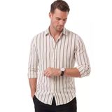 Deepsea Erkek %100 Pamuk Slim Fit Dar Kesim Keten Dokulu Çizgili Uzun Kollu Gömlek 2600034