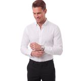 Deepsea Erkek %97 Pamuk Slim Fit Dar Kesim Petek Dokulu Likralı Örme Beyaz Gömlek 2600707
