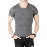 DeepSEA Erkek Antrasit Slim Fit %90 Pamuk Likralı Yumuşak Dokulu Basic Tişört 1801131 - 2XL