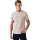 Deepsea Erkek Bej Rahat Kalıp Bisiklet Yaka Yumuşak Dokulu Basic Tişört 2604355 - 2XL