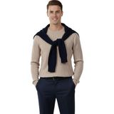 Deepsea Erkek Bej Rahat Kalıp Çizgi Dokulu Triko Kazak – Şık & Modern Tasarım 2605432 - 2XL