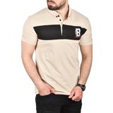 DeepSEA Erkek Bej Slim Fit Nefes Alan Pamuklu Kumaş Dar Kesim Kıvrılmaz Yaka Polo Yaka Tişört 2503019