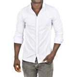 DeepSEA Erkek Beyaz Likralı Kumaşı Fitilli Slim Fit Uzun Kollu Gömlek 2500805 - XL