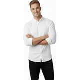 Deepsea Erkek Beyaz Likralı Kumaşı Fitilli Slim Fit Uzun Kollu Gömlek 2500805 - XS