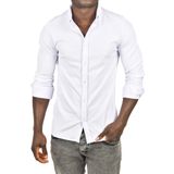 DeepSEA Erkek Beyaz Likralı Kumaşı Fitilli Slim Fit Uzun Kollu Gömlek 2500805