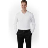 Deepsea Erkek Beyaz Polo Yaka Fitilli Triko Kazak – %100 Pamuk, Esnek Dokulu, Modern Kalıp 2605305 - 2XL