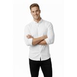 DeepSEA Erkek Beyaz Slim Fit Fitilli Gömlek – Likralı Esnek Kumaş Şık Model 2500805
