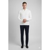 Deepsea Erkek Beyaz Slim Fit Polo Yaka Triko Kazak - Yumuşak Dokulu Esnek ve Şık Görünüm 2605305 - 2XL