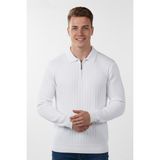 DeepSEA Erkek Beyaz Slim Fit Polo Yaka Triko Kazak - Yumuşak Dokulu Esnek ve Şık Görünüm 2605305
