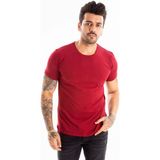 DeepSEA Erkek Bordo Slim Fit %90 Pamuk Likralı Yumuşak Dokulu Basic Tişört 1801131 - 2XL