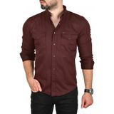 DeepSEA Erkek Bordo Slim Fit Likralı Gabardin Gömlek – Büyük Beden Seçenekli Spor Gömlek 2502503