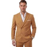 DeepSEA Erkek Camel Premium Collection İtalyan Kesim Likralı Kruvaze Takım Elbise 2600643