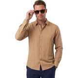 Deepsea Erkek Camel Rahat Kesim Kırışık Dokulu Ütü Gerektirmeyen Yazlık Gömlek 2602608 - XL