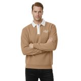 DeepSEA Erkek Camel Relax Fit İçi Polarlı Polo Yaka Sweatshirt – Pamuklu Kalın Sweatshirt 2600762