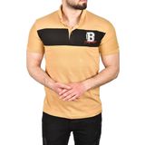 DeepSEA Erkek Camel Slim Fit Nefes Alan Pamuklu Kumaş Dar Kesim Kıvrılmaz Yaka Polo Yaka Tişört 2503019