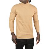 DeepSEA Erkek Camel Zigzag Desenli Yarım Balıkçı Yaka Dar Kesim Boğazlı Triko Kazak 2505496