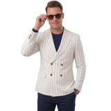 Deepsea Erkek Çizgili Kruvaze Blazer Ceket – Slim Fit Modern Kesim Şık Yazlık Ceket 2600814
