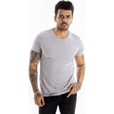DeepSEA Erkek Gri Slim Fit %90 Pamuk Likralı Yumuşak Dokulu Basic Tişört 1801131 - XL