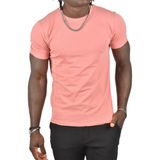 DeepSEA Erkek Gülkurusu Slim Fit %90 Pamuk Likralı Yumuşak Dokulu Basic Tişört 1801131 - XL