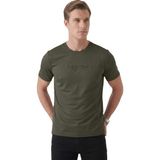 Deepsea Erkek Haki Rahat Kalıp Bisiklet Yaka Yumuşak Dokulu Basic Tişört 2604355 - 2XL