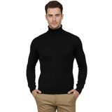 DeepSEA Erkek Kare Desenli Balıkçı Yaka Slim Fit Boğazlı Triko Kazak 2505493