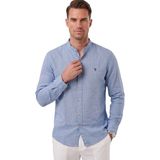 Deepsea Erkek Lacivert Hakim Yaka Rahat Kesim Keten Görünümlü %100 Pamuk Gömlek 2602612 - 2XL